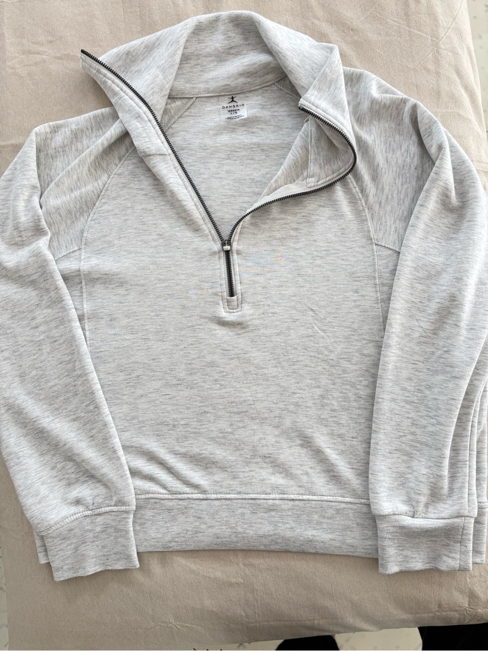 Danskin Light Heather Gray Quarter Zip Pullover - Picture 2 of 3